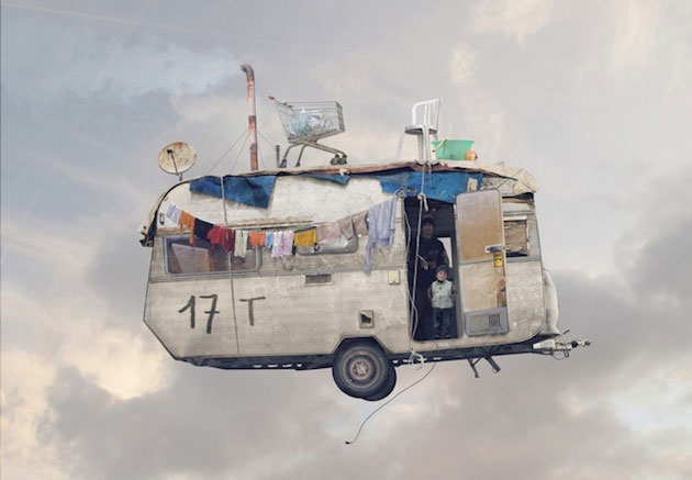 Surrealist Photographs, "Flying Houses" by Laurent Chehere