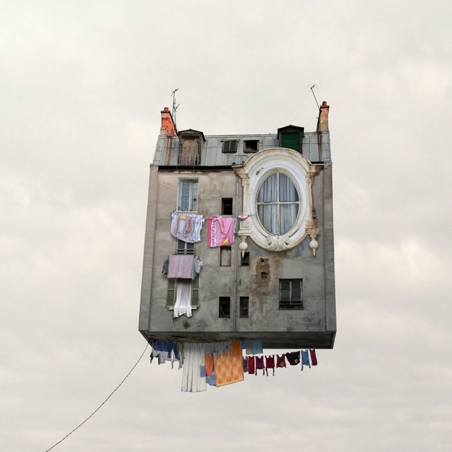 Surrealist Photographs, "Flying Houses" by Laurent Chehere