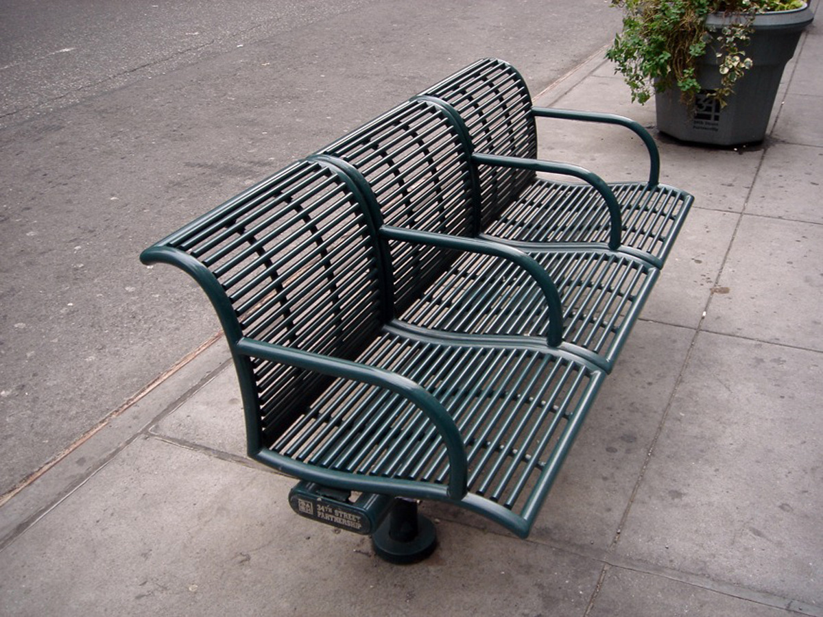 Bench designed to keep homeless people off of it